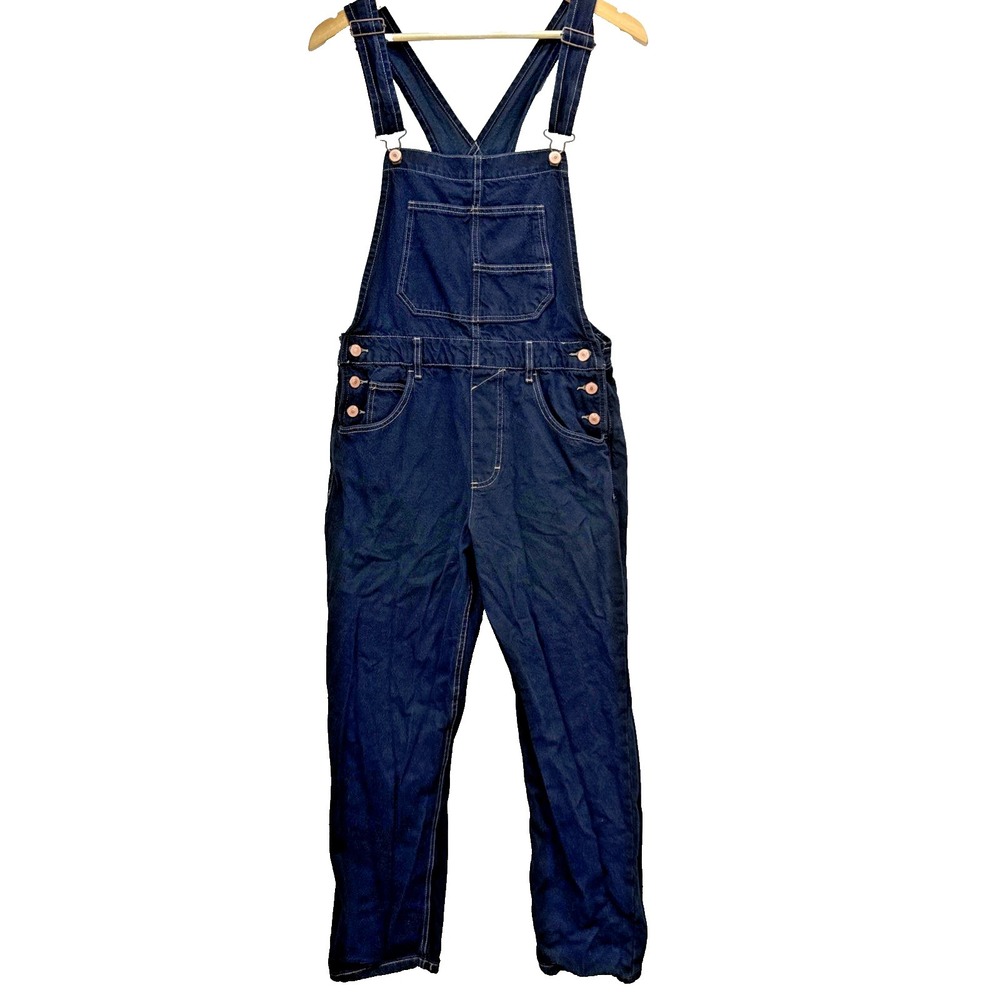 We the Free People Ziggy Denim Straight Leg Overall Size S Dark Wash Pure Cotton